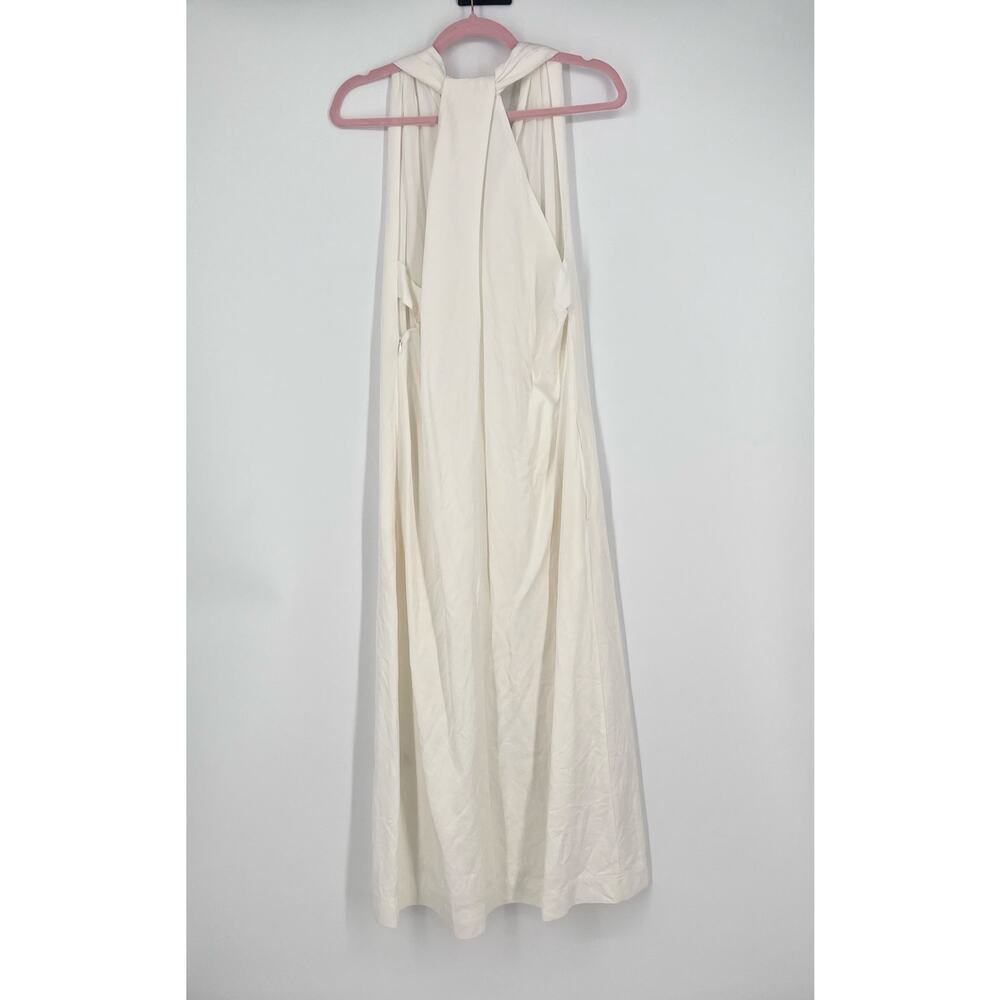 REISS Alda Plunge Neck Midi Dress Ivory Size US 8 - Picture 4 of 9